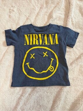 NIRVANA Kids Navy Tee with Yellow Smiley Logo
